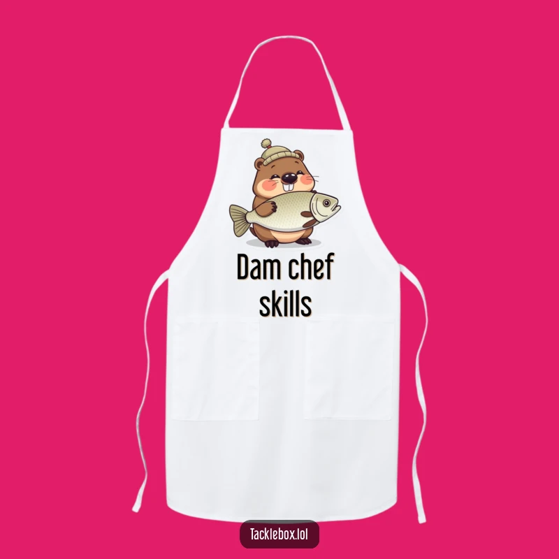 Funny Beaver Fishing Hat Apron - Hilarious Kitchen Gear for Anglers!