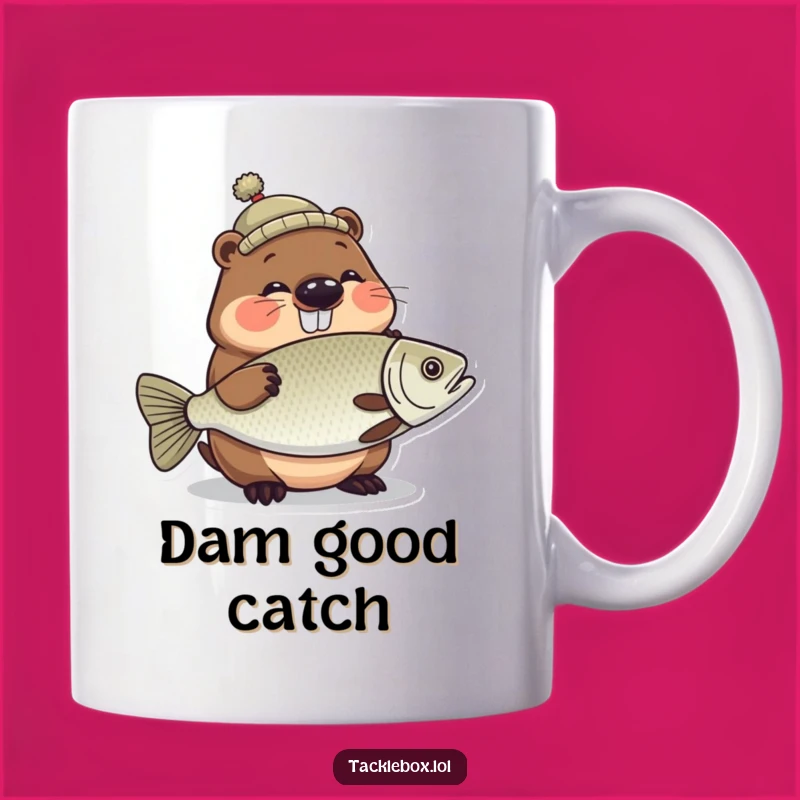 Funny Beaver Fishing Hat Mug - Hilarious Catch of the Day Gift!