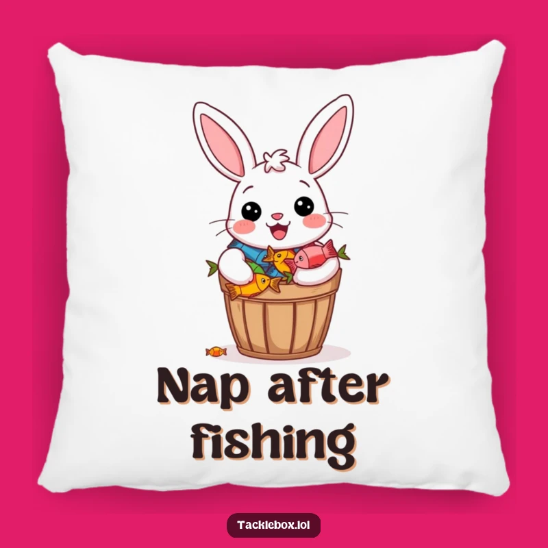 Funny Bunny Fishing Pillow - Comfy and Hilarious Home Accent!