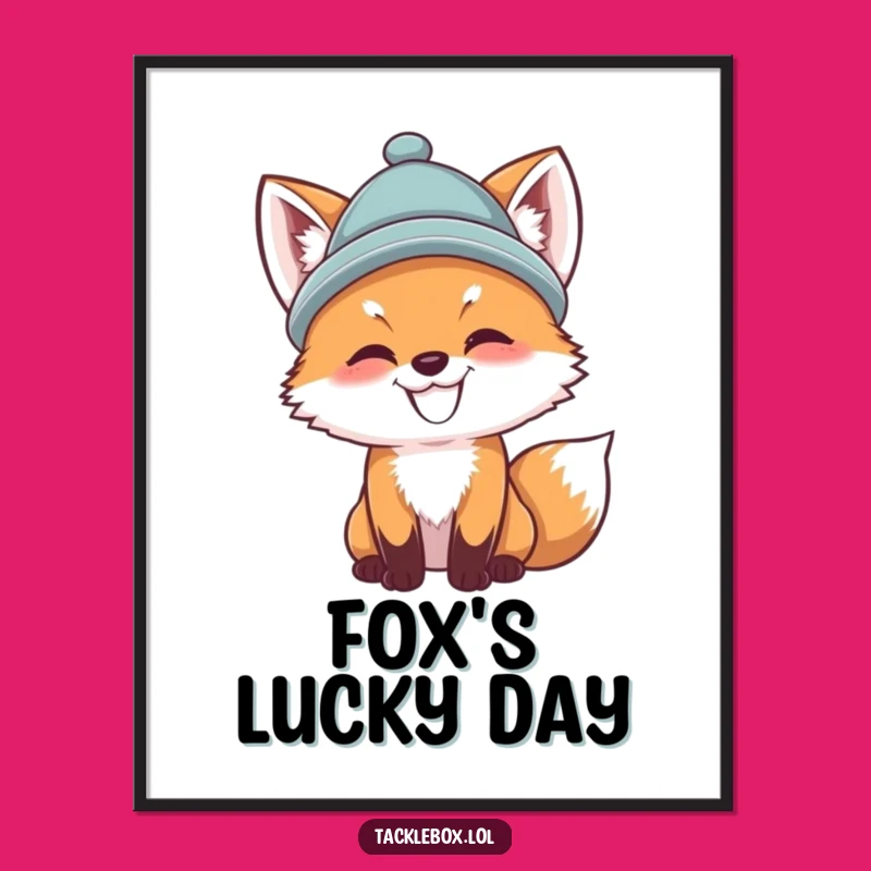 Funny Fox Cub Fishing Digital Art: Instant Dapper Decor & Gift