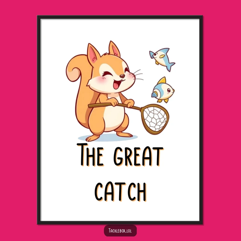 Funny Squirrel Fish Digital Art: Instant Energetic Decor & Gift