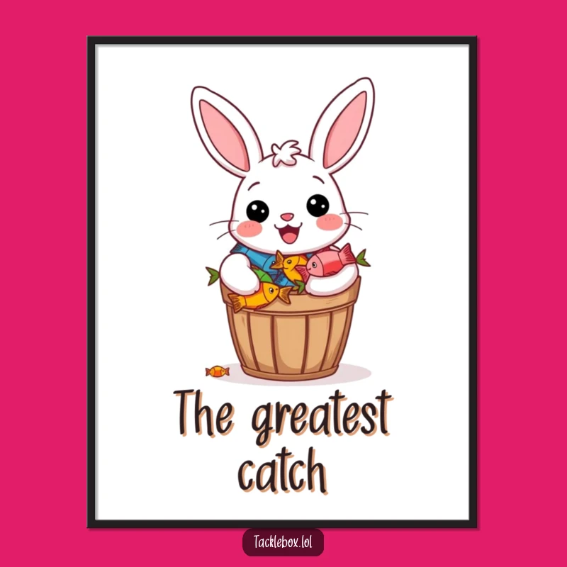 Funny Bunny Fishing Digital Art - Hilarious Printable Wall Decor!