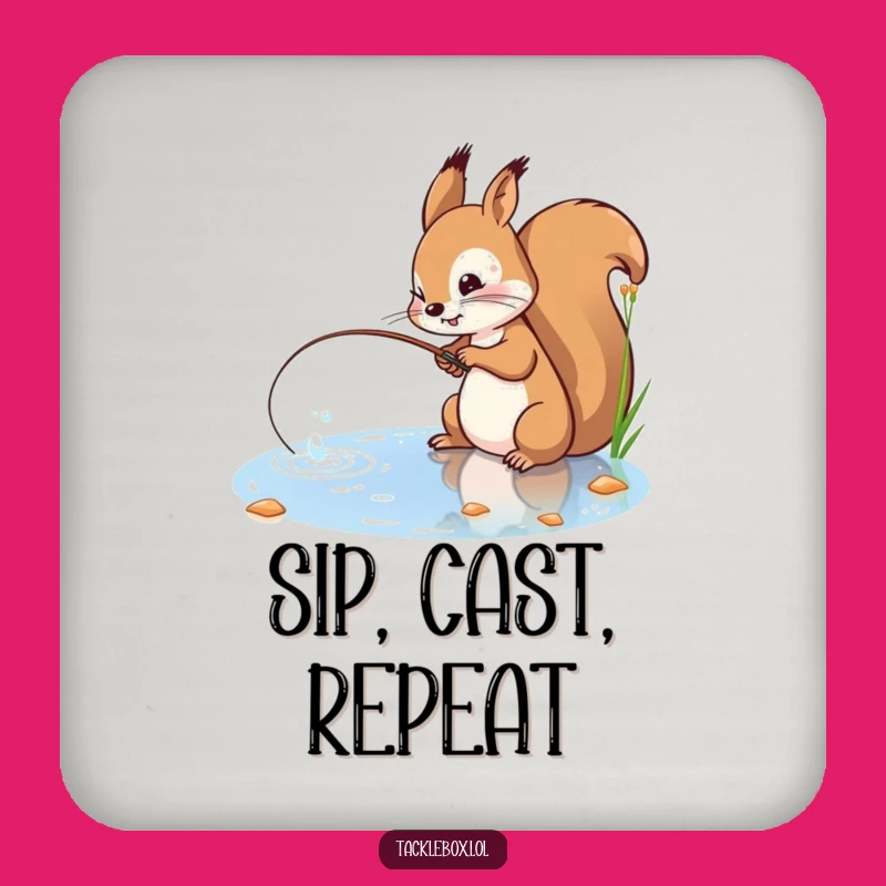 Funny Squirrel Fishing Coaster - Hilarious Protection for Your Surfaces!