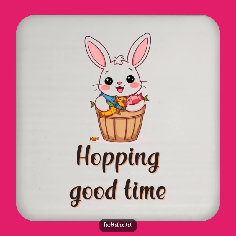 Funny Bunny Fishing Coaster - Hilarious Protection for Your Surfaces!