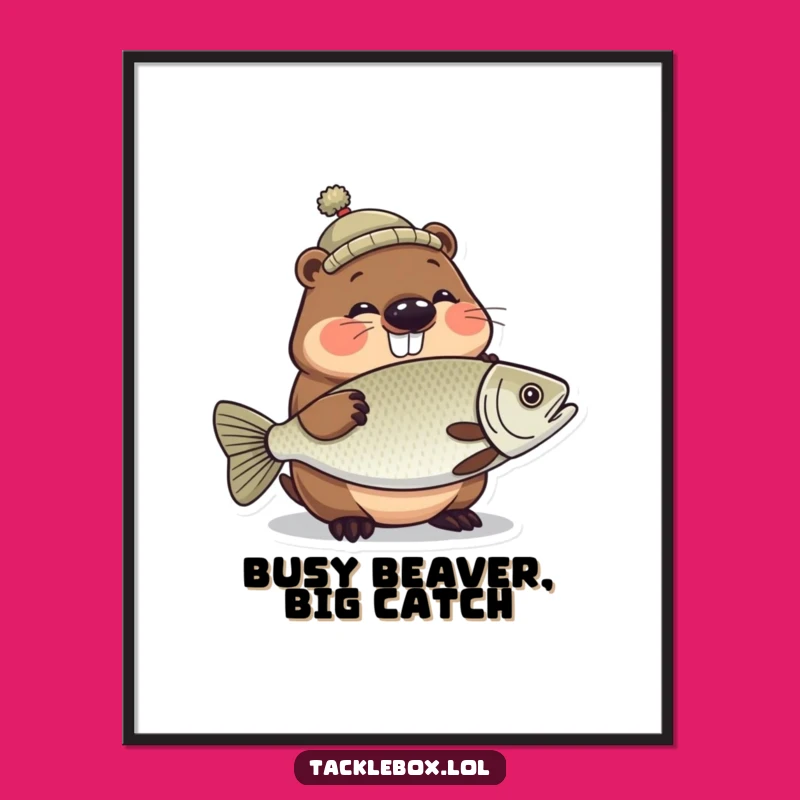 Funny Free Printable Beaver Wall Art: Proud Fish Holder Downloadable Decor