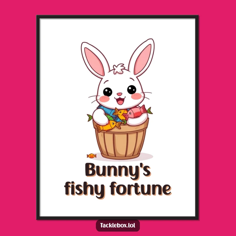 Funny Free Printable Bunny Wall Art: Overflowing Fish Bucket Downloadable Decor