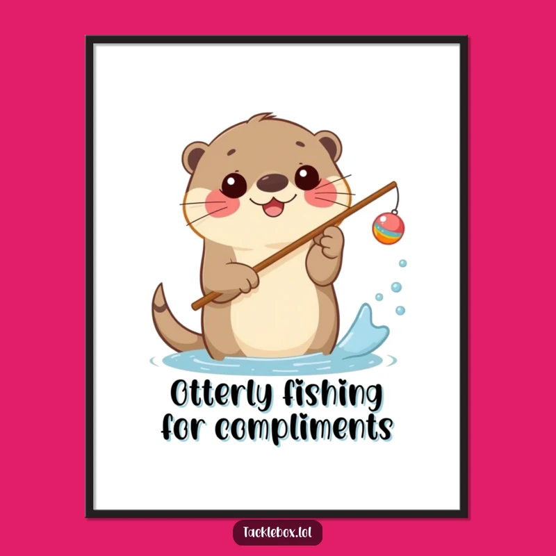 Funny Free Printable Otter Wall Art: Cheerful Fishing Splash Downloadable Decor