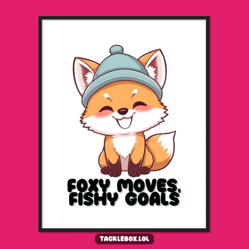 Funny Free Printable Wall Art: Fox Cub Fishing Adventure Downloadable Decor