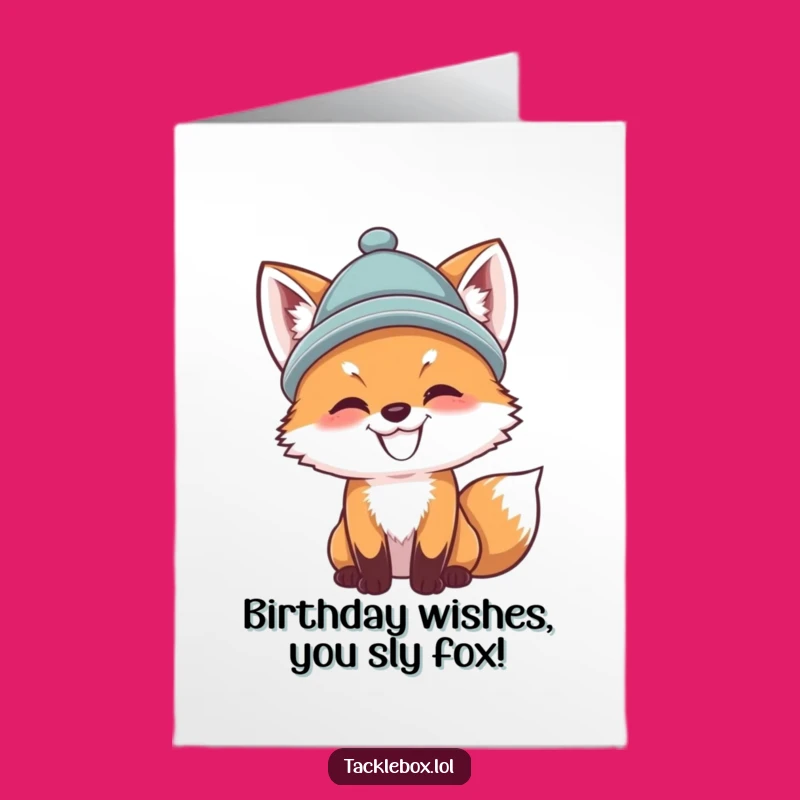 Free Printable Birthday Card: Funny Fox Fishing Determined Catch Downloadable Gift