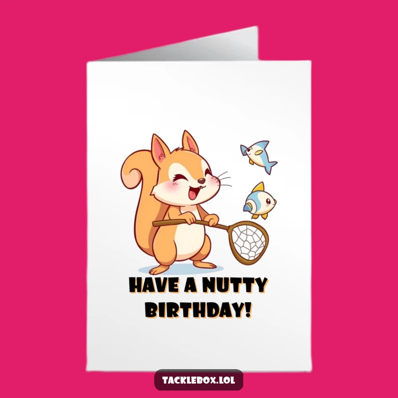 Free Printable Birthday Card: Squirrel Netting Fun Downloadable Gift for Excitement