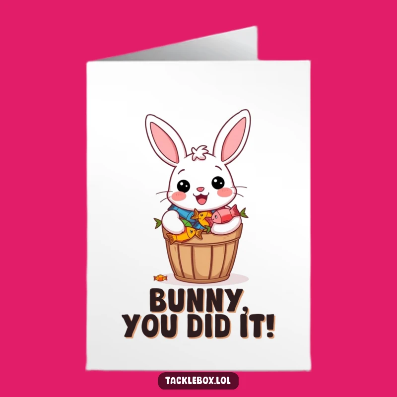 Free Printable Bunny Congratulations Card: Big Catch Celebration Downloadable Gift