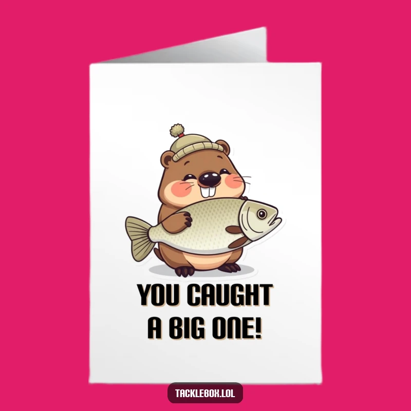 Free Printable Beaver Congratulations Card: Big Catch Humor Downloadable Gift