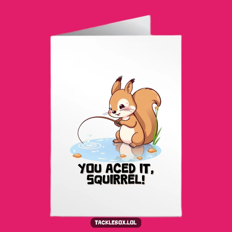 Free Printable Squirrel Congratulations Card: Fishing Success Downloadable Gift