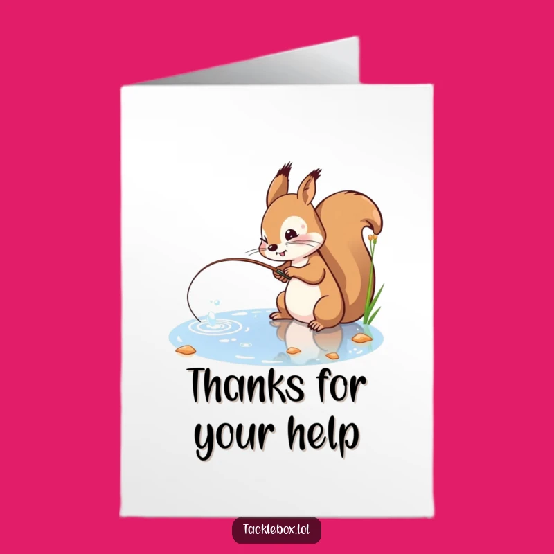Free Printable Squirrel Thank You Card: Fishing Cast Downloadable Gift