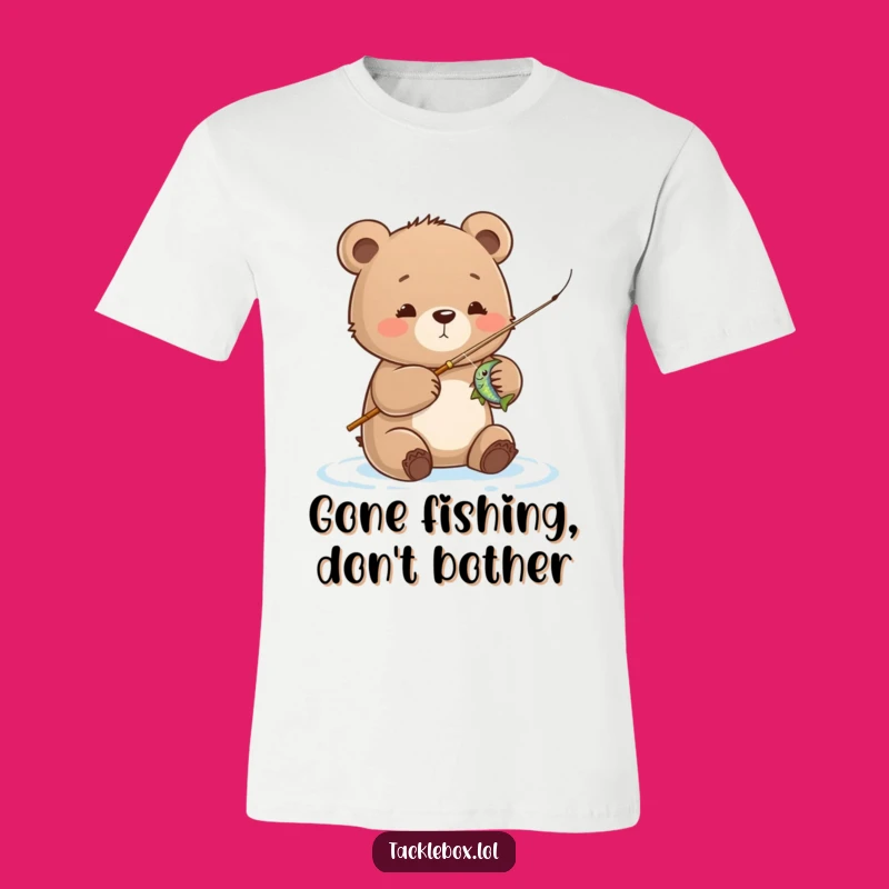 Funny Bear Cub T-Shirt: Cute Fishing Adventure Graphic Tee Gift