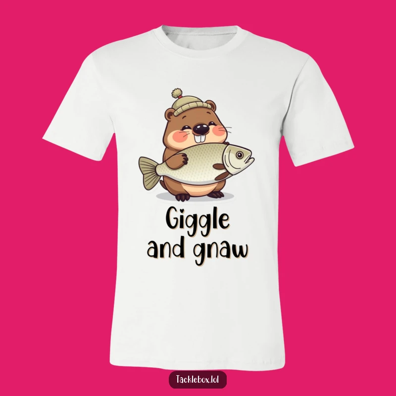 Funny Beaver Fishing Hat T-Shirt - A Hilarious Angler's Tee!