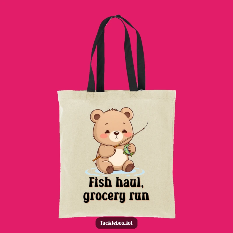 Funny Bear Cub Tote Bag: Stylish & Humorous Fishing Accessory Gift